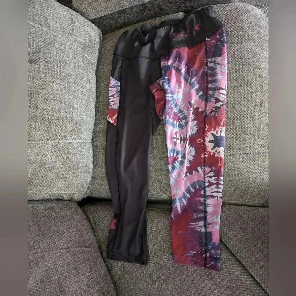 Zoot Purple Pink Tie Dye Capri Pocket Leggings L